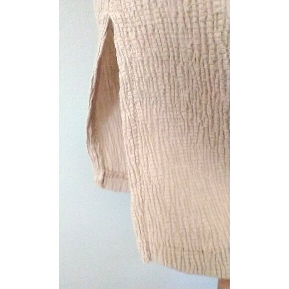 Dialogue Tunic Crinkle Cotton Blend Drop Shoulder Long Sleeves Relaxed Fit - 2X - Picture 4 of 8